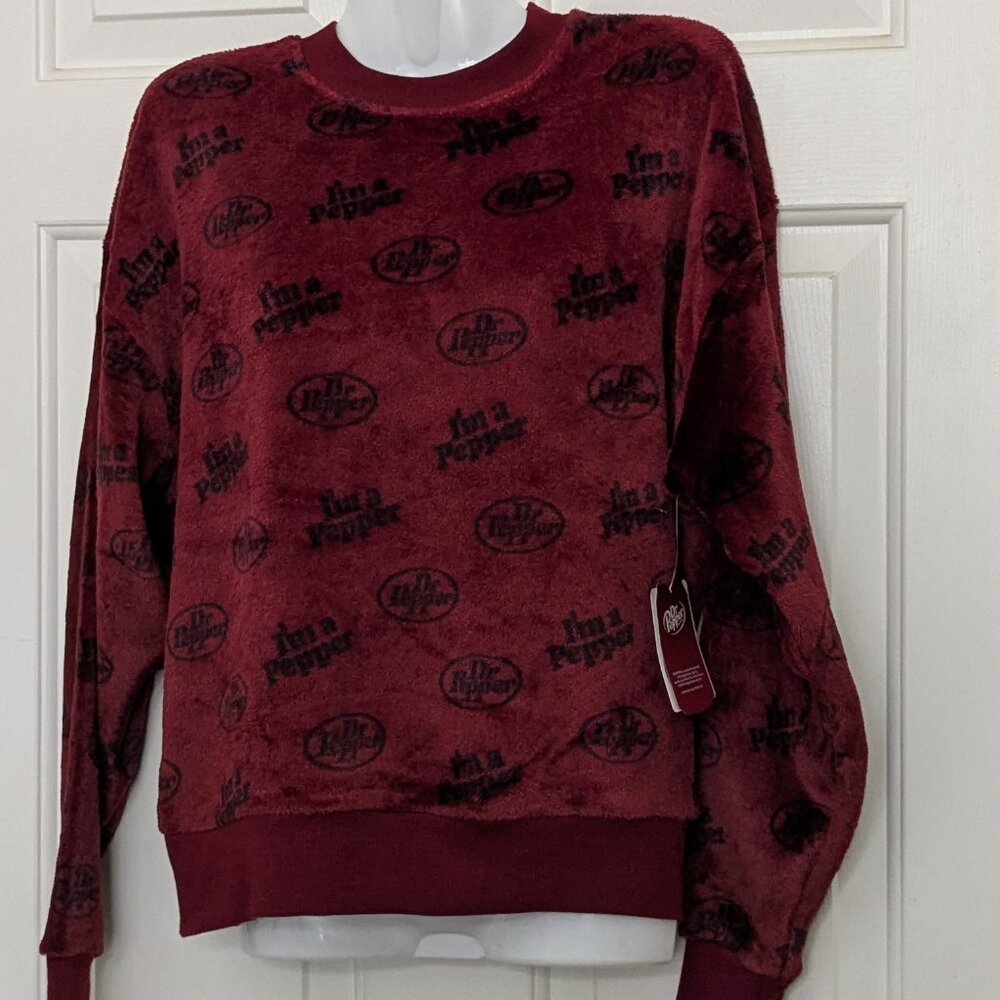 Dr Pepper Women's Cozy Sweater Red With Black Logo Size XSmall NWT